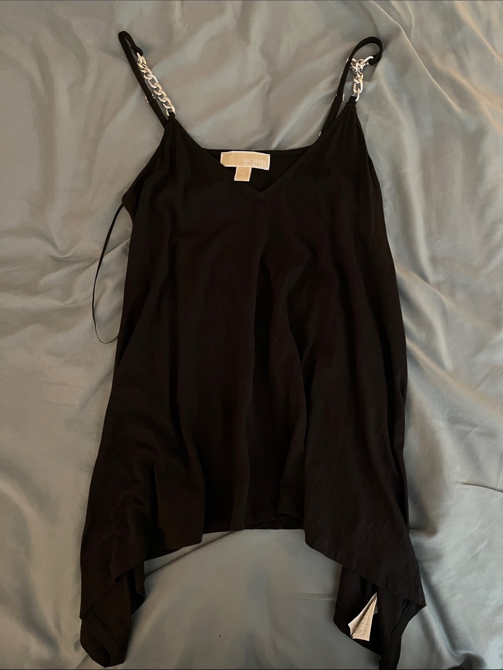 Michael Kors Black V-Neck Camisole with Silver Chain-Straps